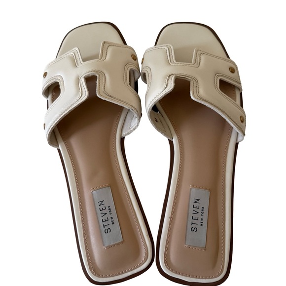 Steven New York Harlien Croc Ivory  Slide Sandals Womens  Size 8